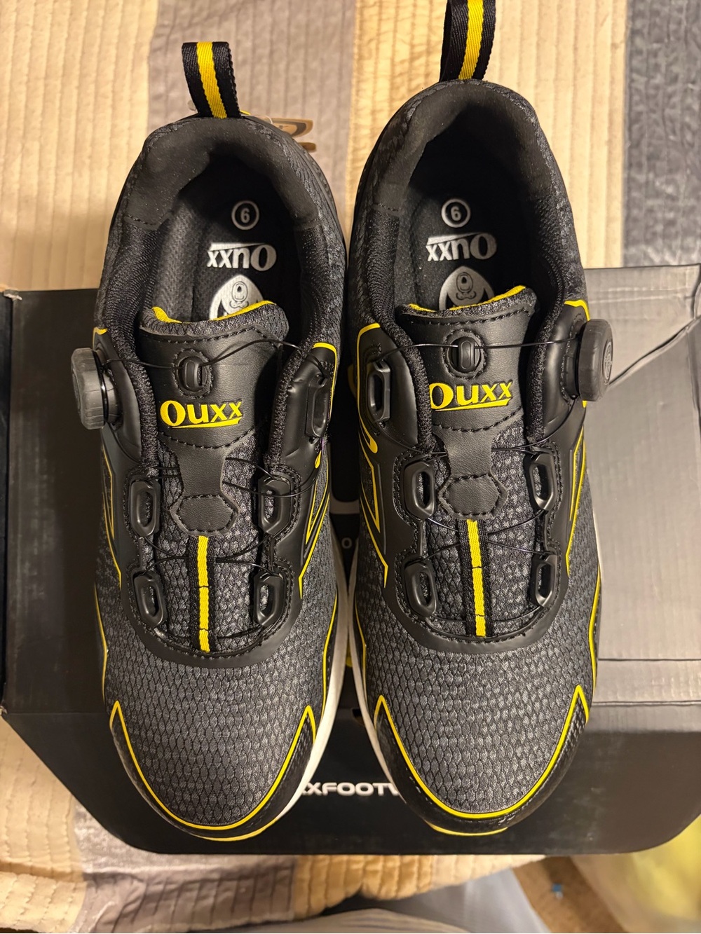Black & Yellow Ouxx Lace-Free Men’s Aluminum Toe Sneakers